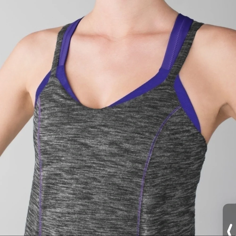 Lululemon Run For Gold Tank Top Strappy Back Gray